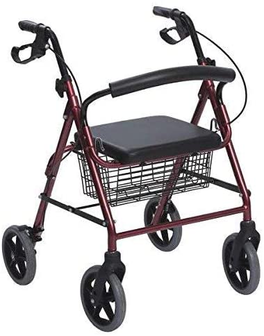 Andador de Aluminio Plegable Rojo 4 Ruedas - Andador Para Ancianos