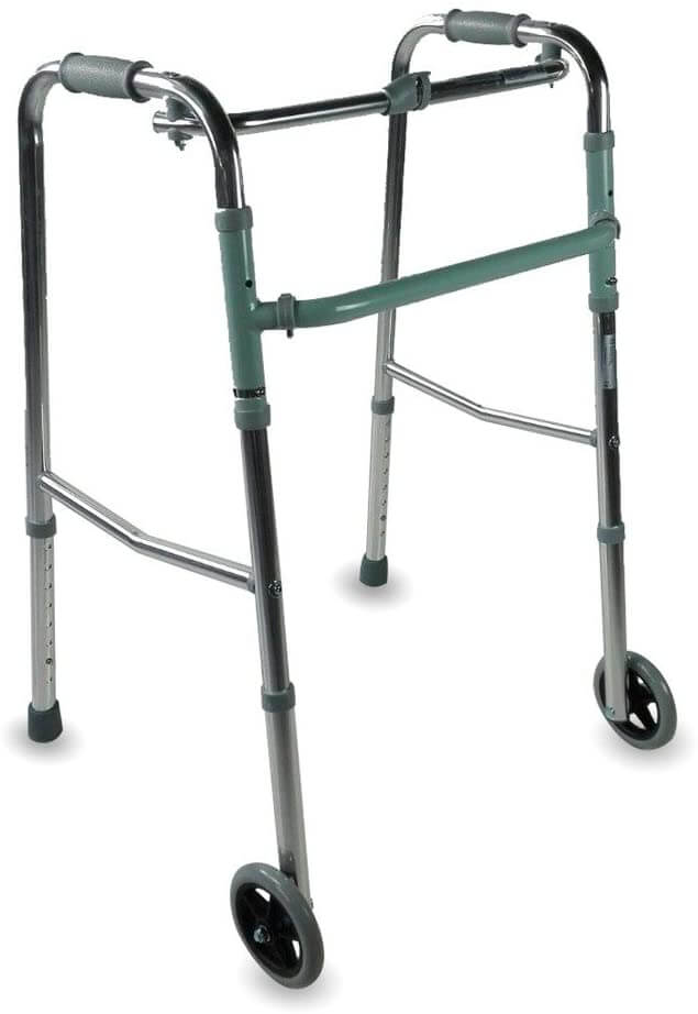 Mobiclinic, Modelo Capitel, Andador para mayores, ancianos, adultos o minusvalidos, de aluminio, ligero, plegable, con asiento y 2 ruedas, Color Gris 