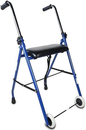 Mobiclinic, Modelo Emérita, Andador para ancianos, adultos, mayores o minusválidos, de Acero, Ligero, Resistente, Ajustable, Ayuda para movilidad, Cómodo, Plegable, con Asiento y 2 Ruedas, Color Azul